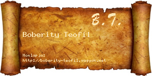 Boberity Teofil névjegykártya